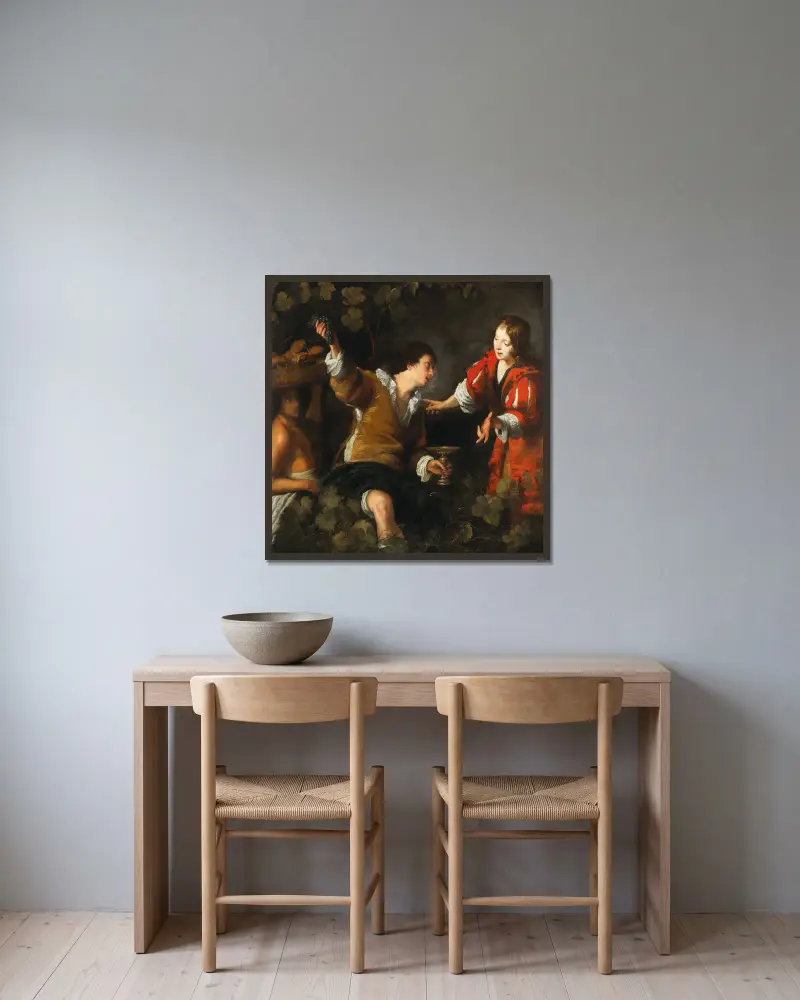 Joseph interpreting dreams av Bernardo Strozzi inramad på en vägg