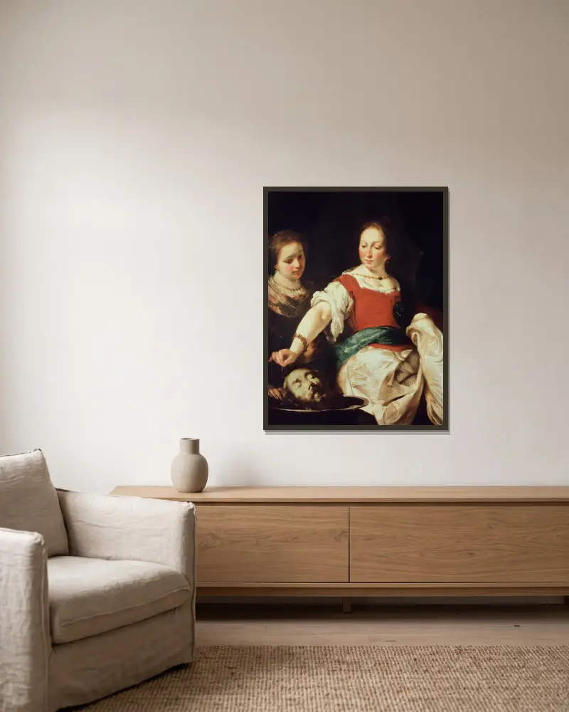 Salome av Bernardo Strozzi inramad på en vägg
