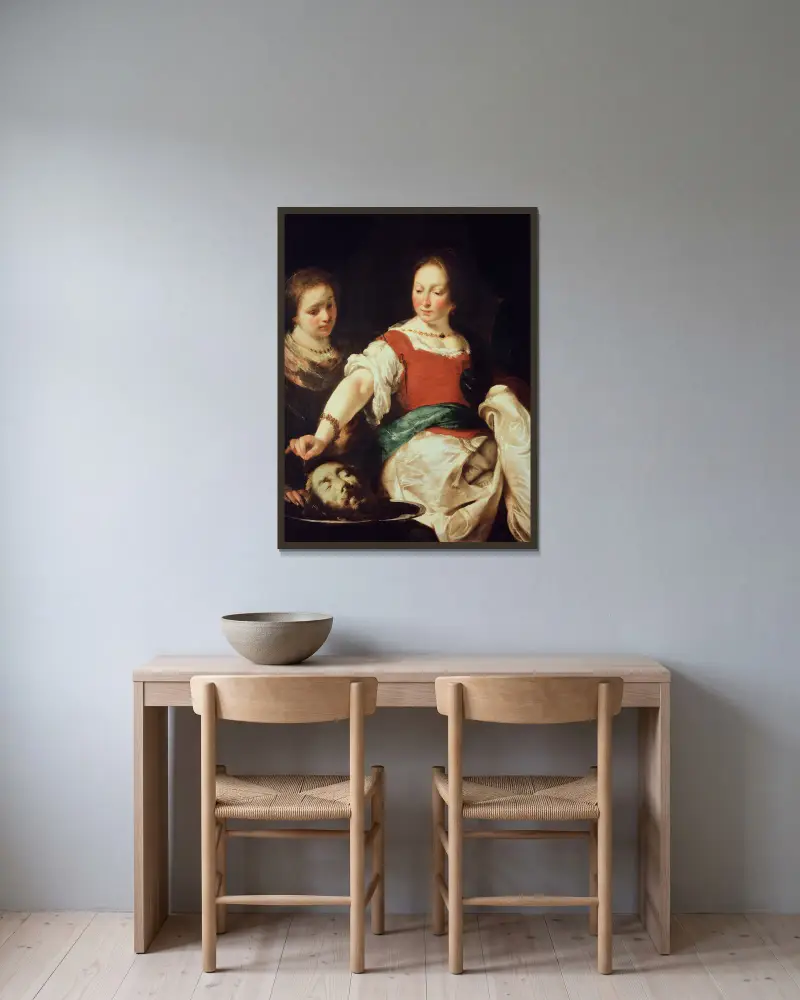 Salome av Bernardo Strozzi inramad på en vägg