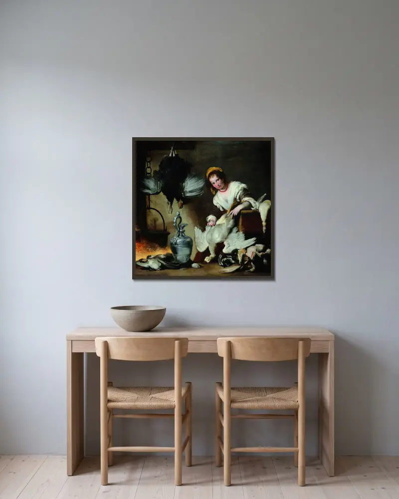 The Cook av Bernardo Strozzi inramad på en vägg