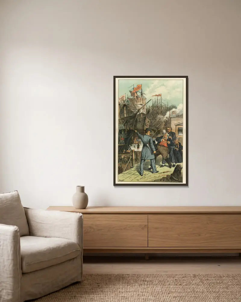 Schiffsbau für Reparaturen von Bernhard Gillam gerahmt an einer Wand