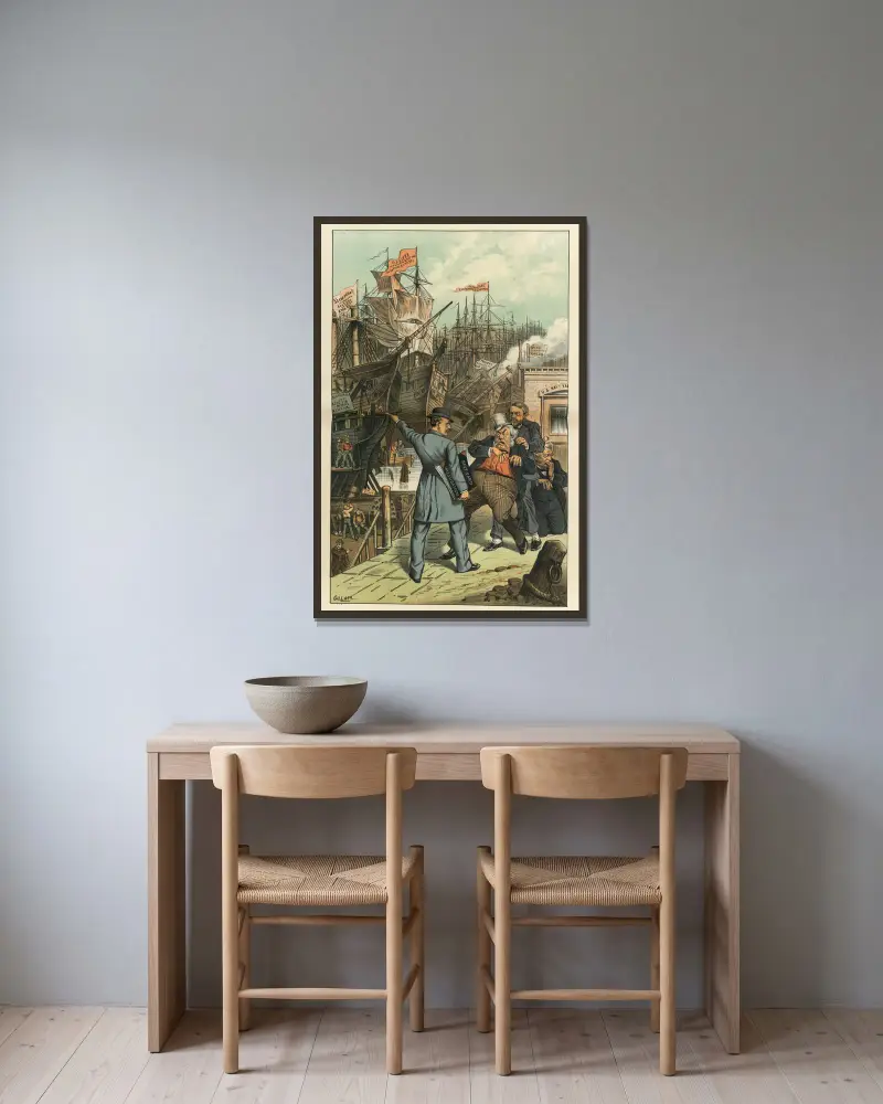 Schiffsbau für Reparaturen von Bernhard Gillam gerahmt an einer Wand