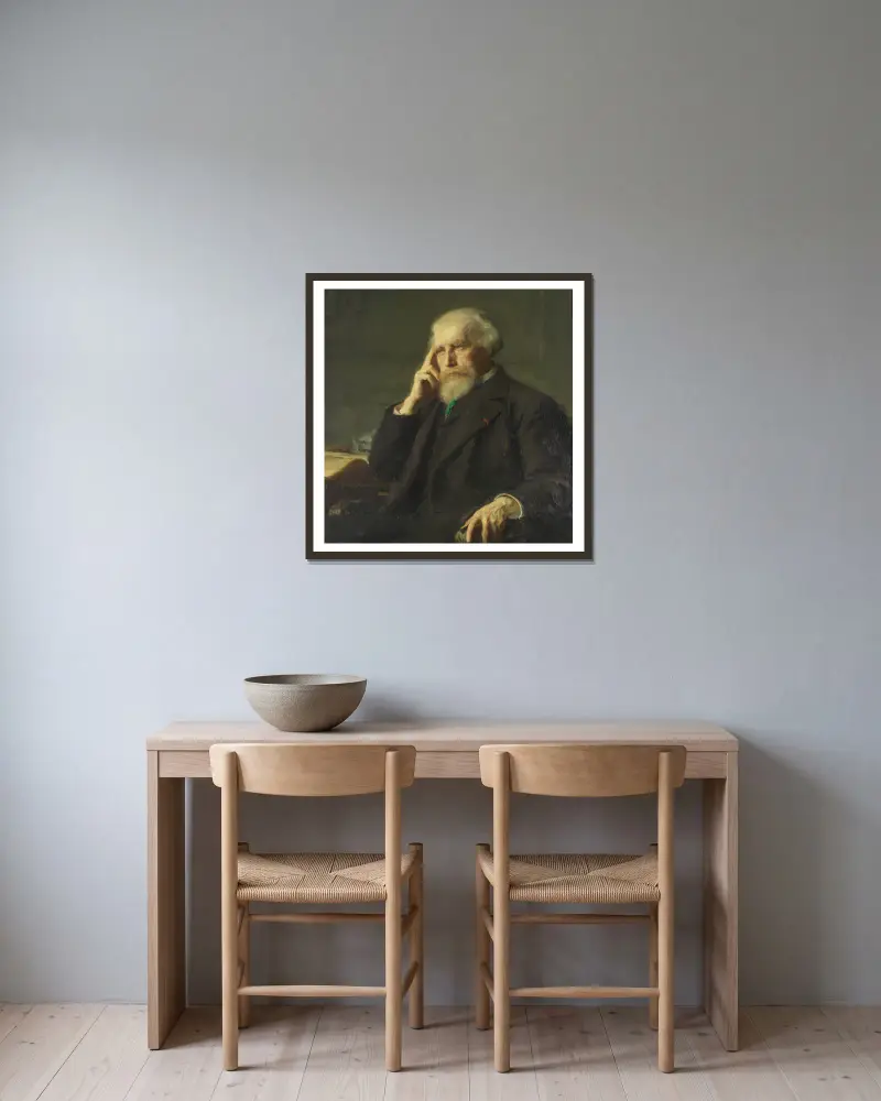 Albert Mérat (1840-1909) av Bernhard Österman inramad på en vägg