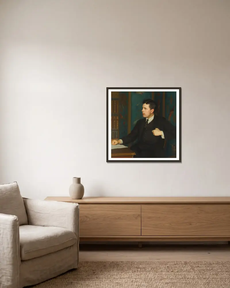 Kronprins Gustav Adolf av Bernhard Österman inramad på en vägg