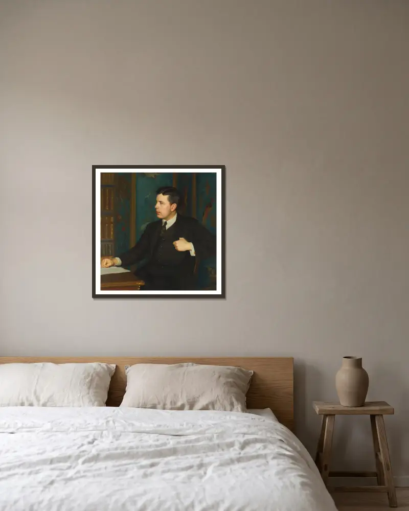 Kronprins Gustav Adolf av Bernhard Österman inramad på en vägg