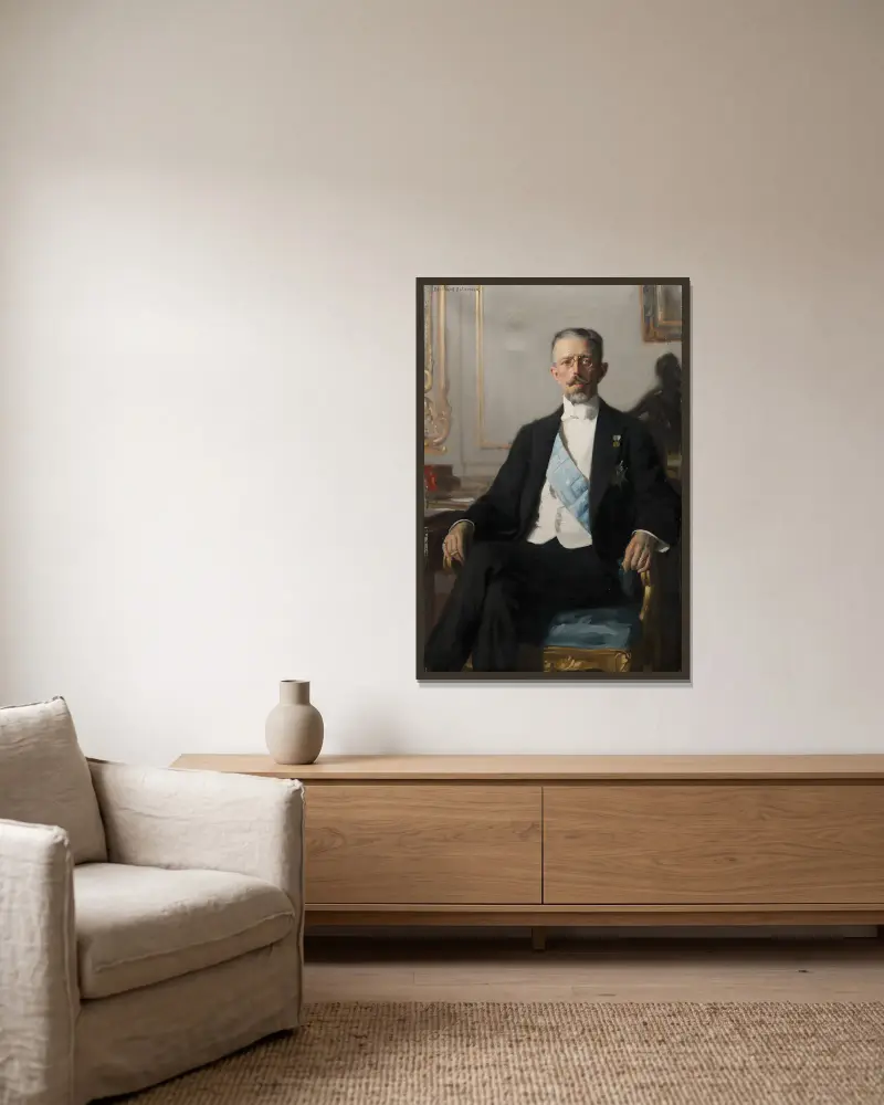 Gustav V (1858–1950), kronprins av Sverige och Norge, kung av Sverige av Bernhard Österman inramad på en vägg