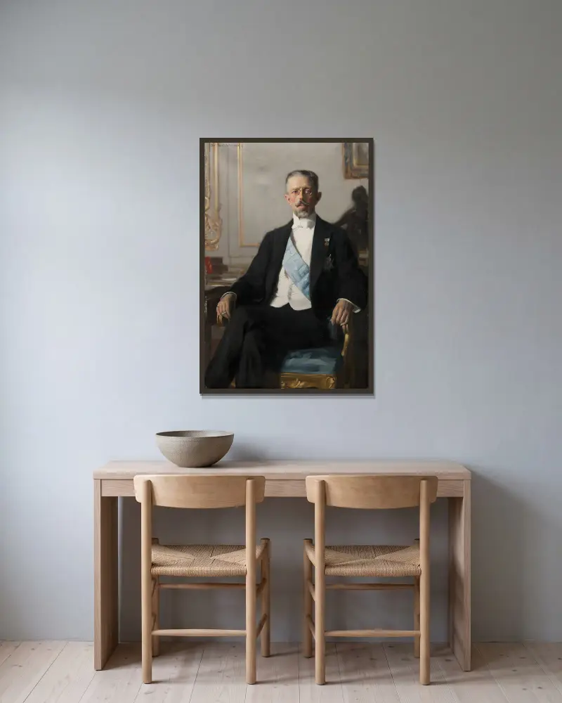 Gustav V (1858–1950), kronprins av Sverige och Norge, kung av Sverige av Bernhard Österman inramad på en vägg