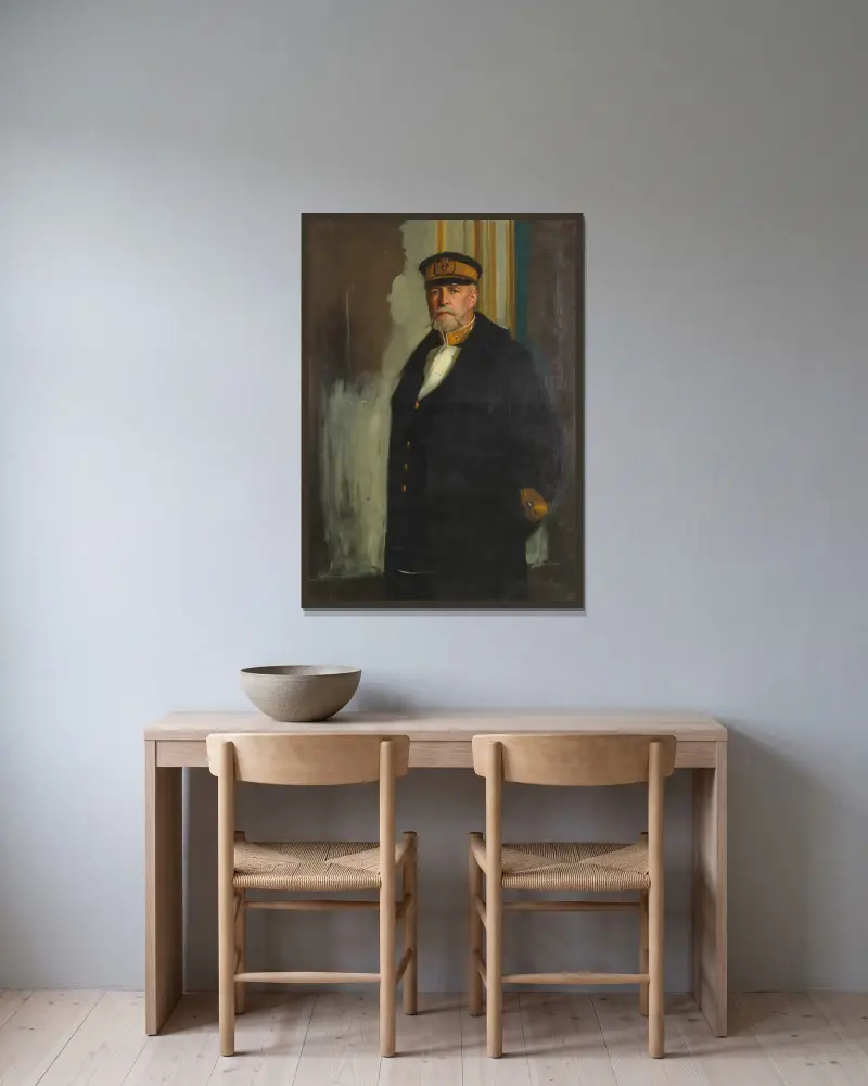 Oscar II av Bernhard Österman inramad på en vägg
