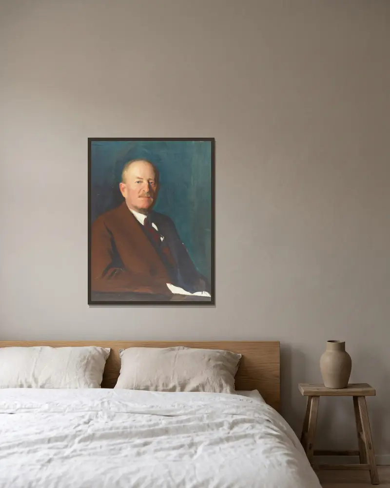 Skiss, Baron Silfverskiöld av Bernhard Österman inramad på en vägg
