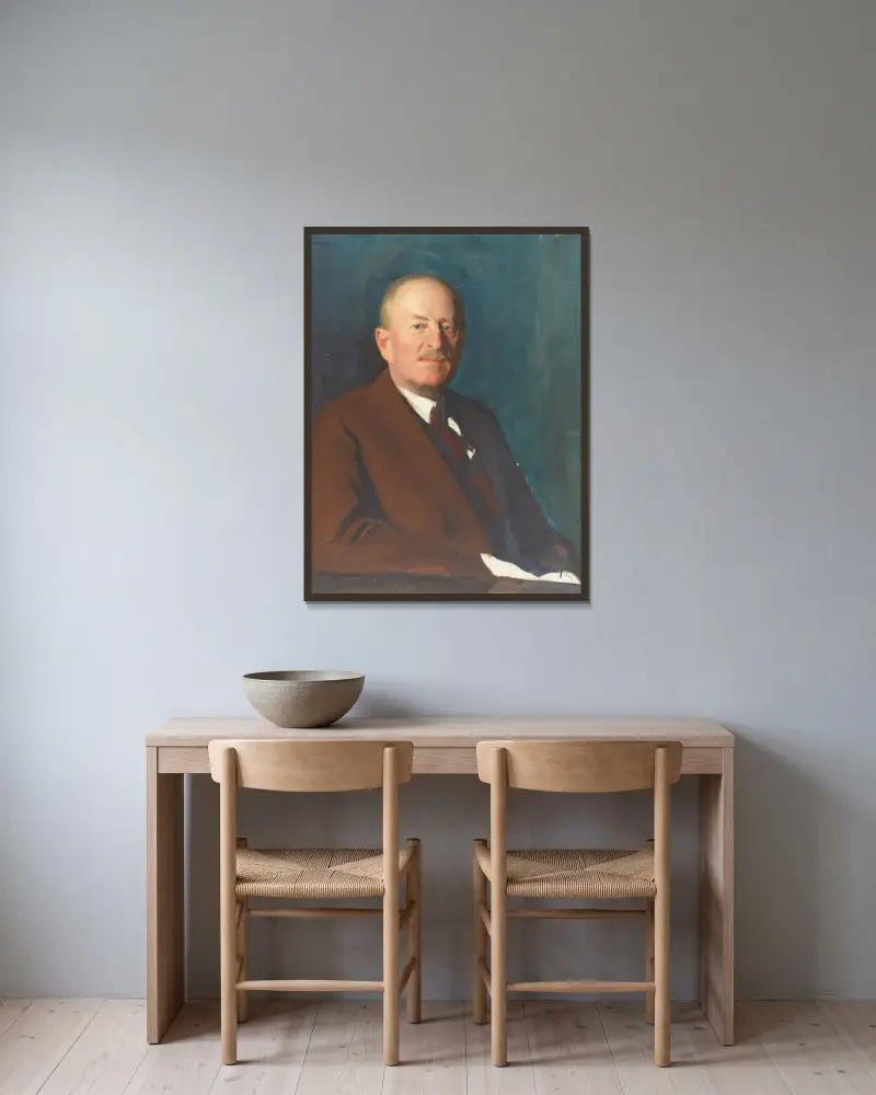 Skiss, Baron Silfverskiöld av Bernhard Österman inramad på en vägg
