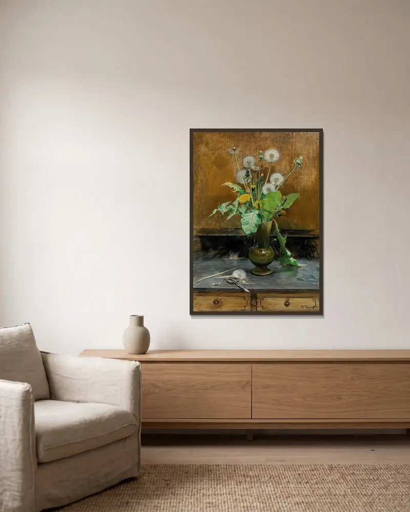 Löwenzahn von Bertha Wegmann gerahmt an einer Wand