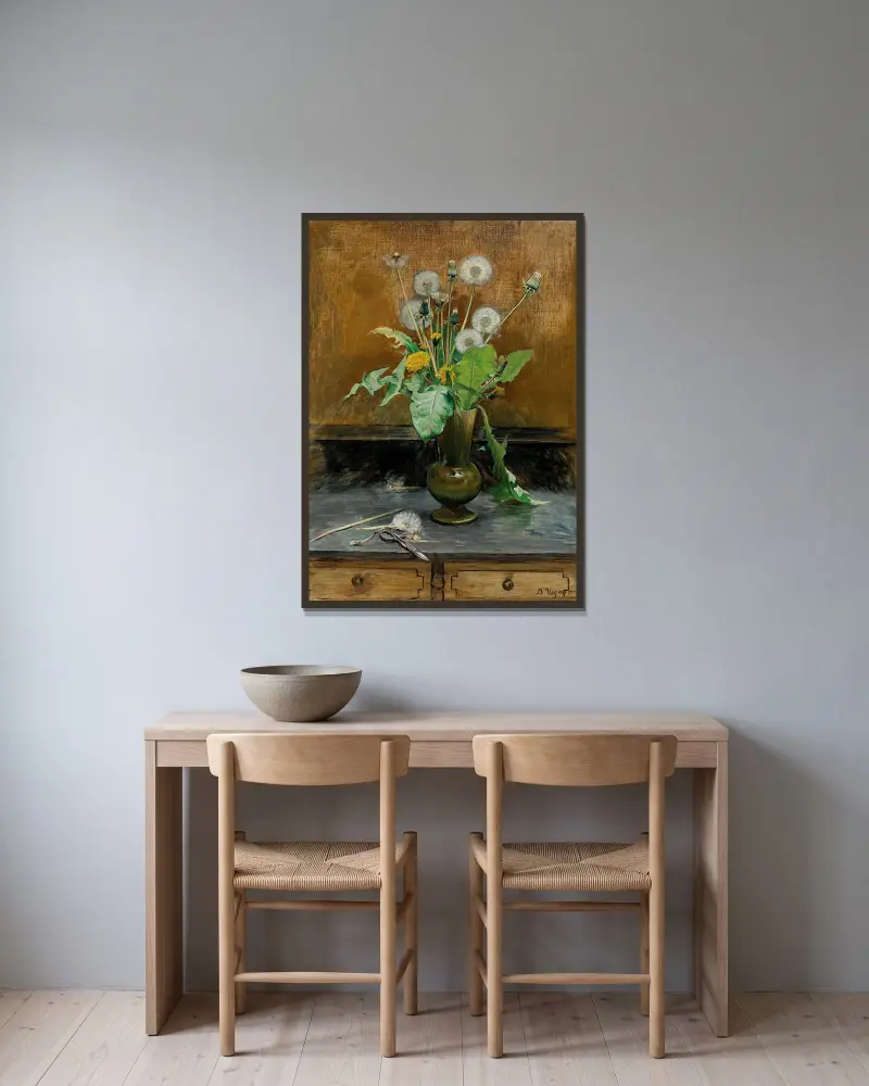 Löwenzahn von Bertha Wegmann gerahmt an einer Wand