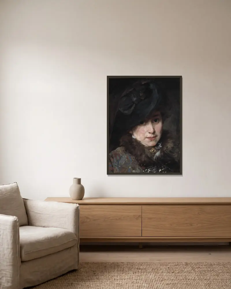 Hildegard Thorell, konstnären av Bertha Wegmann inramad på en vägg