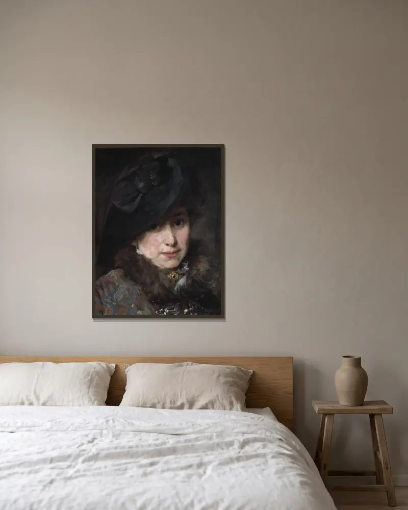 Hildegard Thorell, konstnären av Bertha Wegmann inramad på en vägg