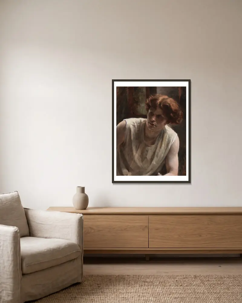 Studie einer weiblichen Figur von Bertha Wegmann gerahmt an einer Wand