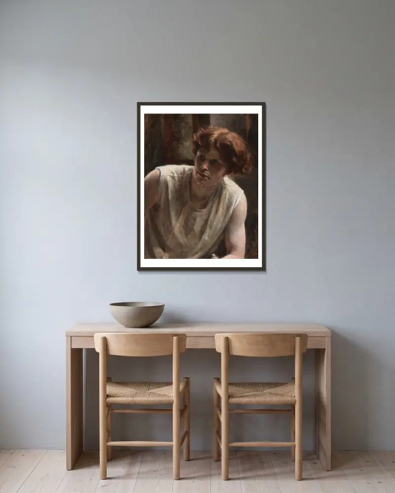 Studie einer weiblichen Figur von Bertha Wegmann gerahmt an einer Wand