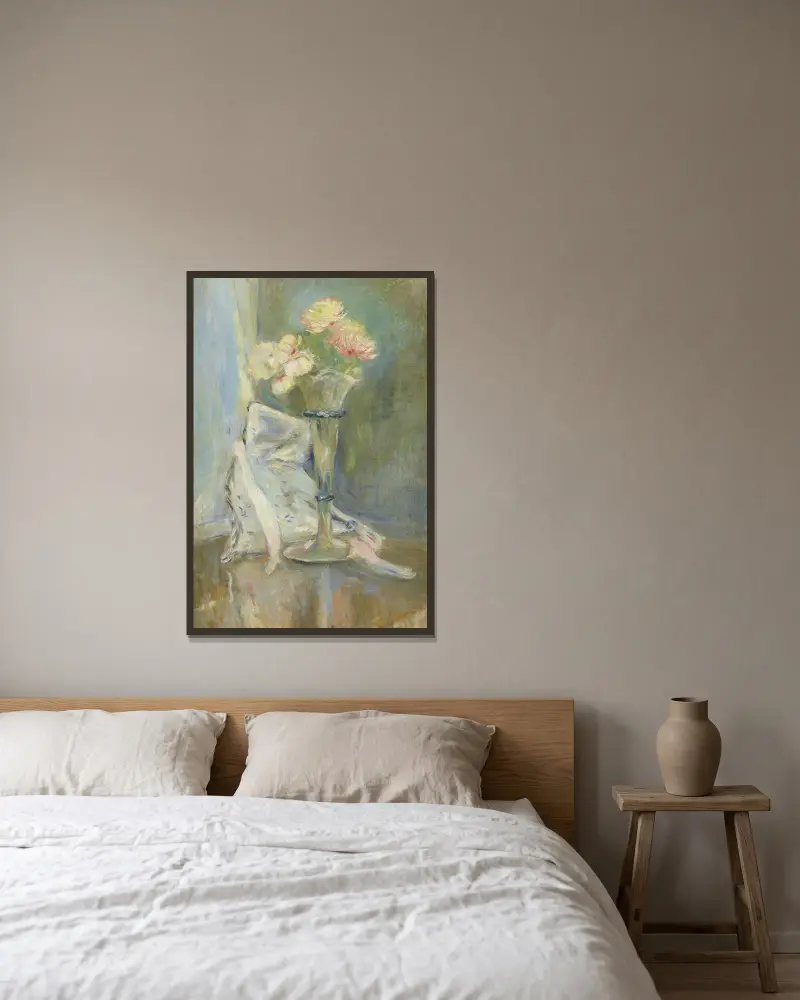 Anémones roses av Berthe Morisot inramad på en vägg