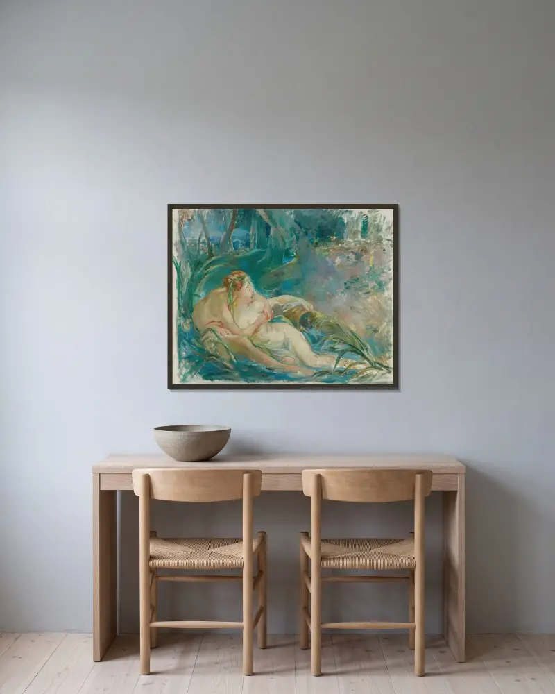 Apollon offenbart der Schäferin Issé seine Göttlichkeit von Berthe Morisot gerahmt an einer Wand