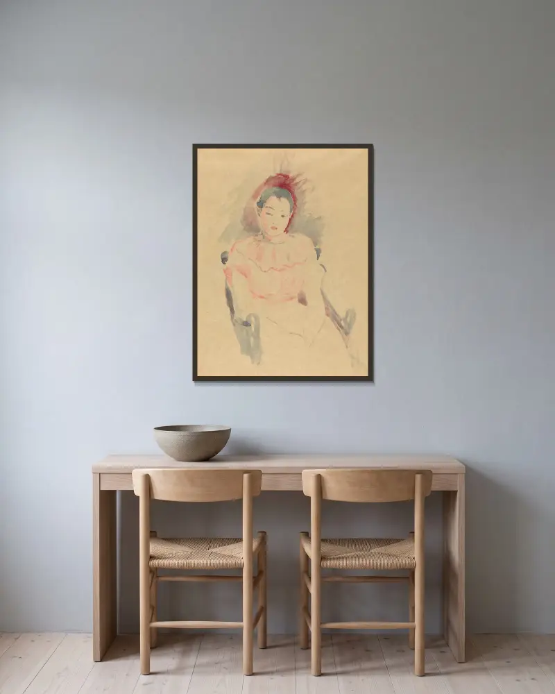 Girl Seated av Berthe Morisot inramad på en vägg