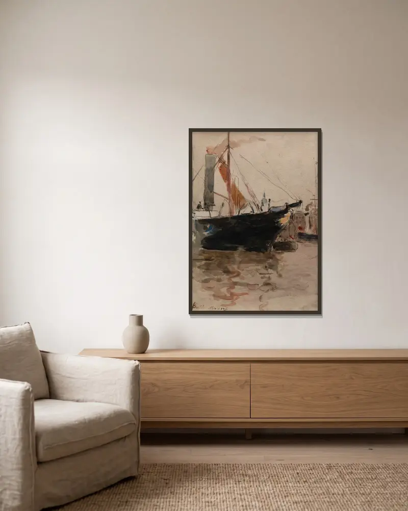 Hafenszene, Isle of Wight von Berthe Morisot gerahmt an einer Wand