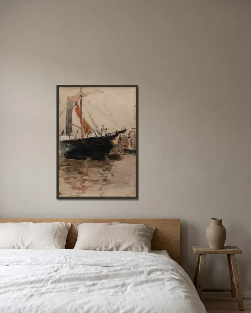Hafenszene, Isle of Wight von Berthe Morisot gerahmt an einer Wand