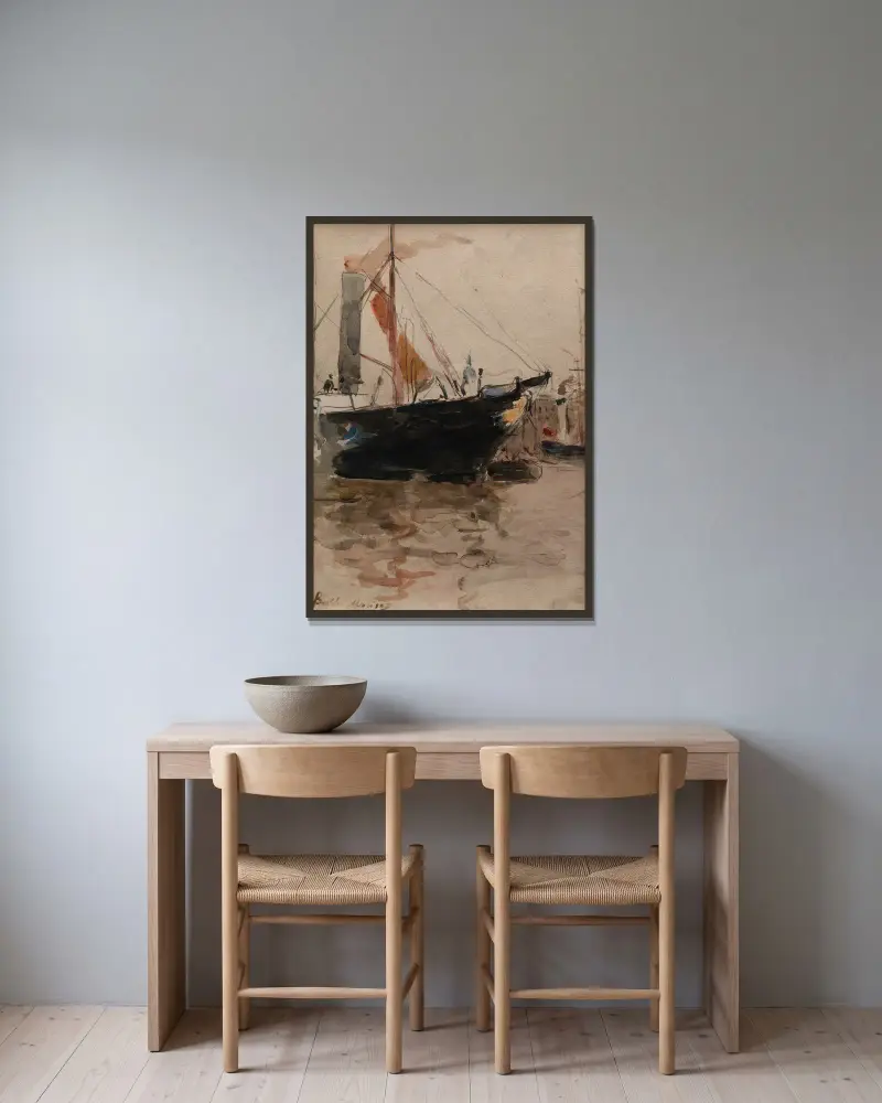 Hafenszene, Isle of Wight von Berthe Morisot gerahmt an einer Wand