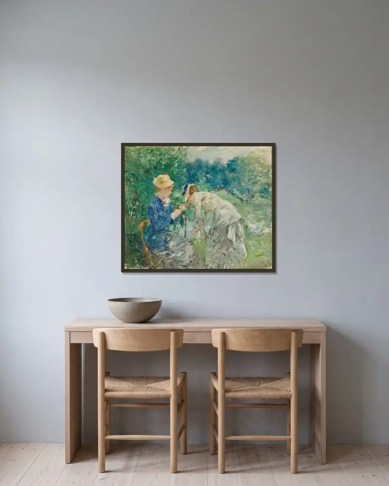 Im Bois de Boulogne von Berthe Morisot gerahmt an einer Wand