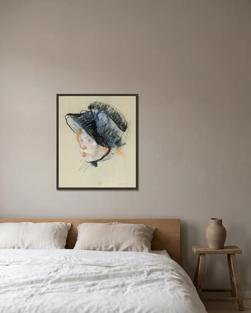 Jeannie mit Samthut von Berthe Morisot gerahmt an einer Wand