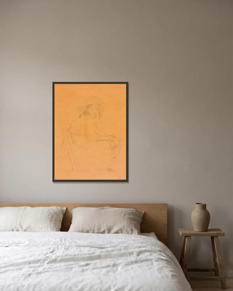 Ung flicka sittande på en stege av Berthe Morisot inramad på en vägg