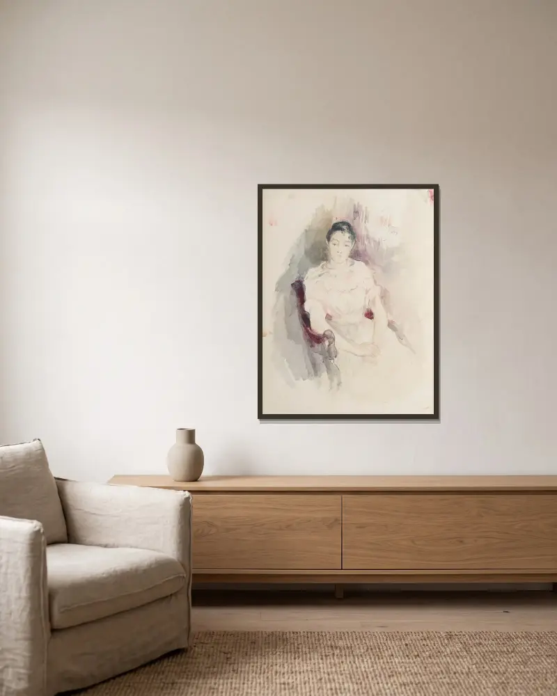 Ung flicka i vila av Berthe Morisot inramad på en vägg