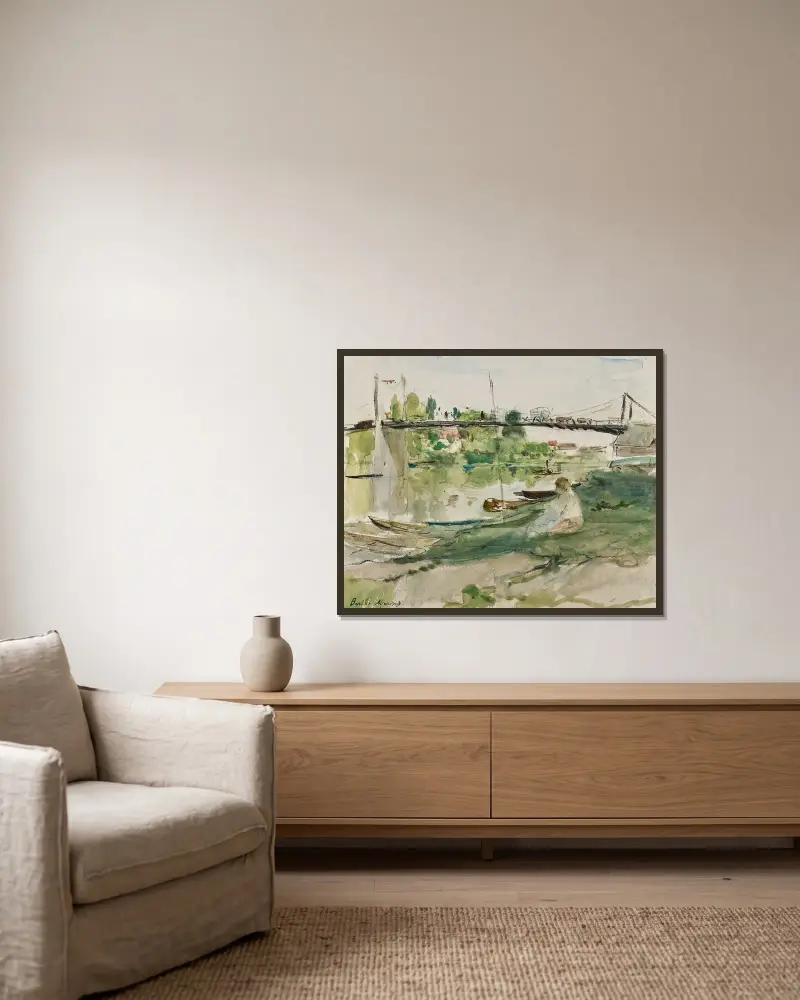 Le pont sur l’Oise av Berthe Morisot inramad på en vägg