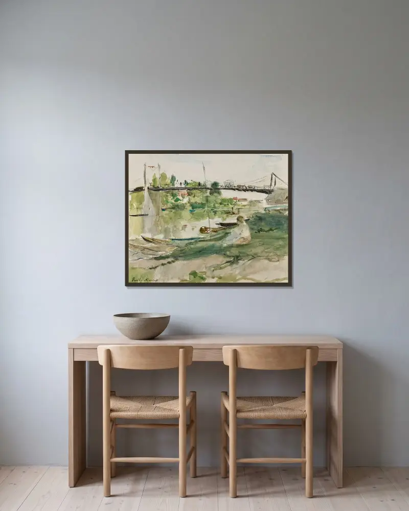 Le pont sur l’Oise av Berthe Morisot inramad på en vägg