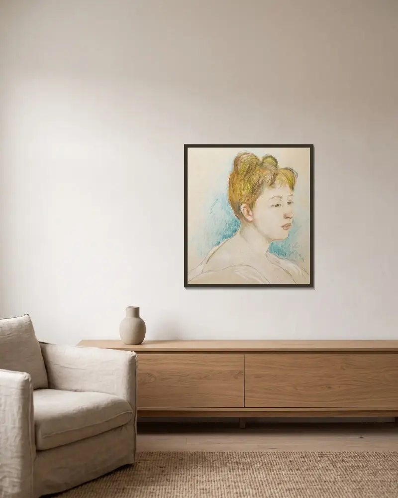 Miss P av Berthe Morisot inramad på en vägg