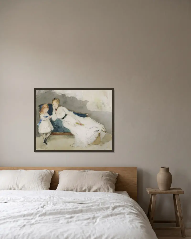 Madame Gobillard und ihre Tochter Paule von Berthe Morisot gerahmt an einer Wand