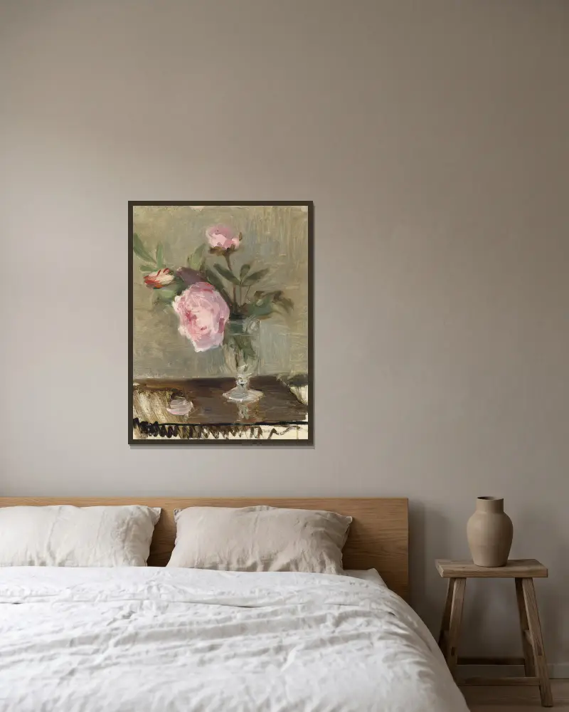 Peonies av Berthe Morisot inramad på en vägg