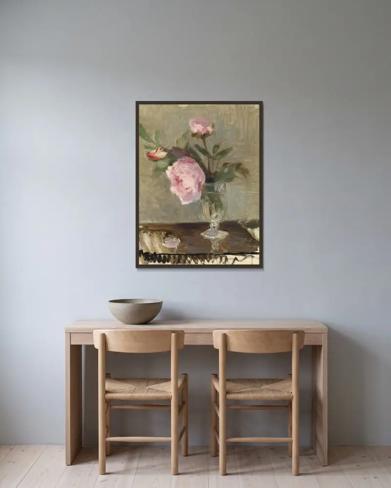 Peonies av Berthe Morisot inramad på en vägg