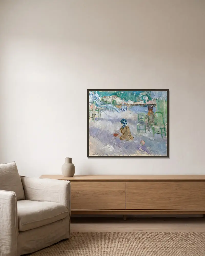 Plage De Nice av Berthe Morisot inramad på en vägg