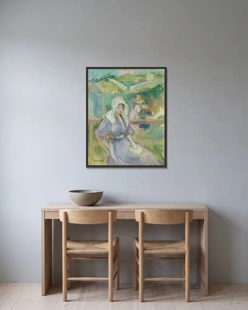 På stranden vid Portrieux av Berthe Morisot inramad på en vägg
