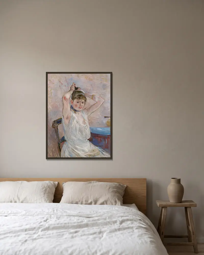 The Bath av Berthe Morisot inramad på en vägg
