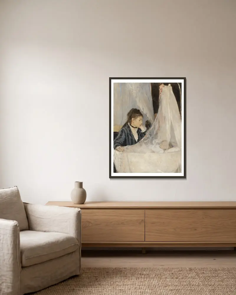 The Cradle av Berthe Morisot inramad på en vägg
