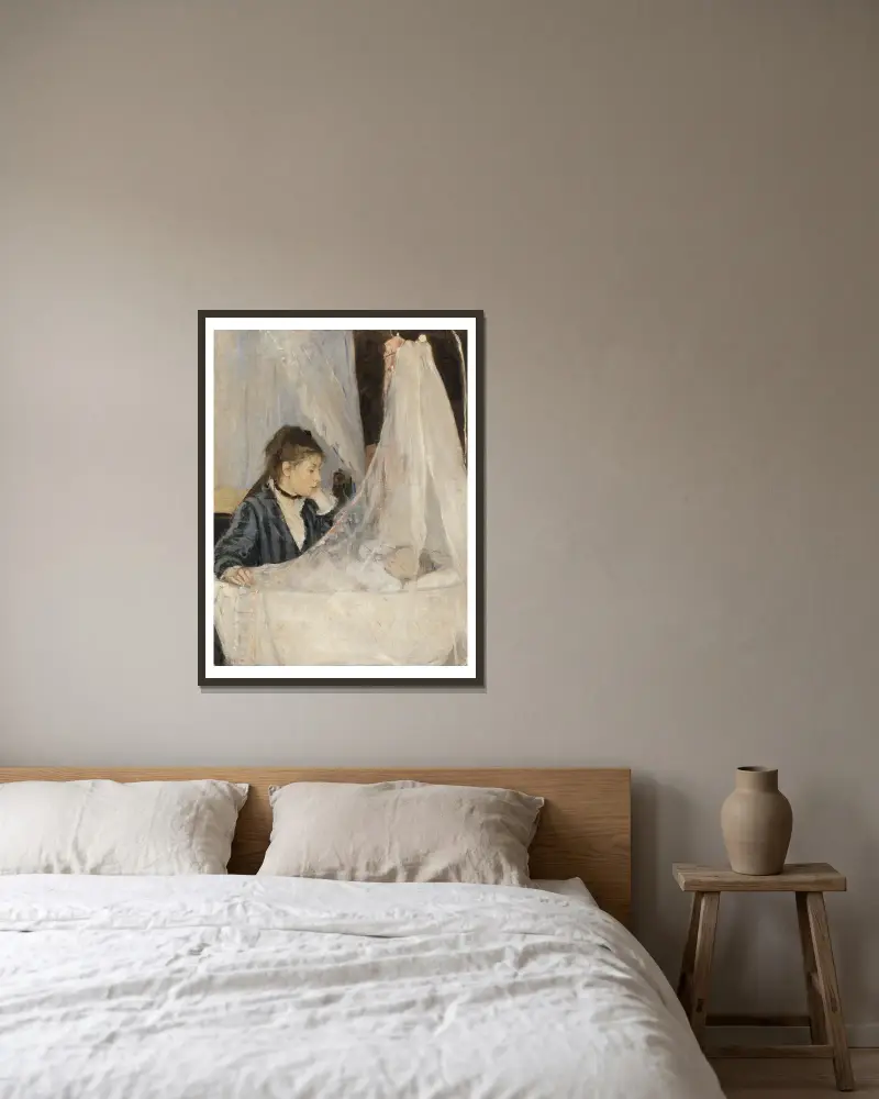 The Cradle av Berthe Morisot inramad på en vägg