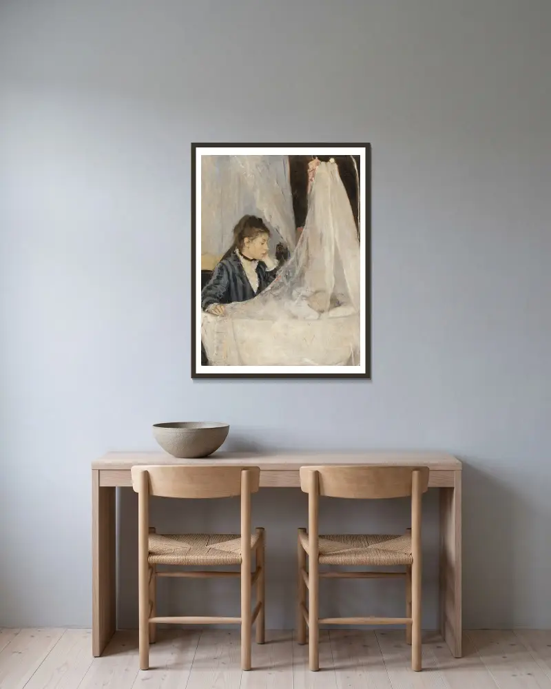 The Cradle av Berthe Morisot inramad på en vägg