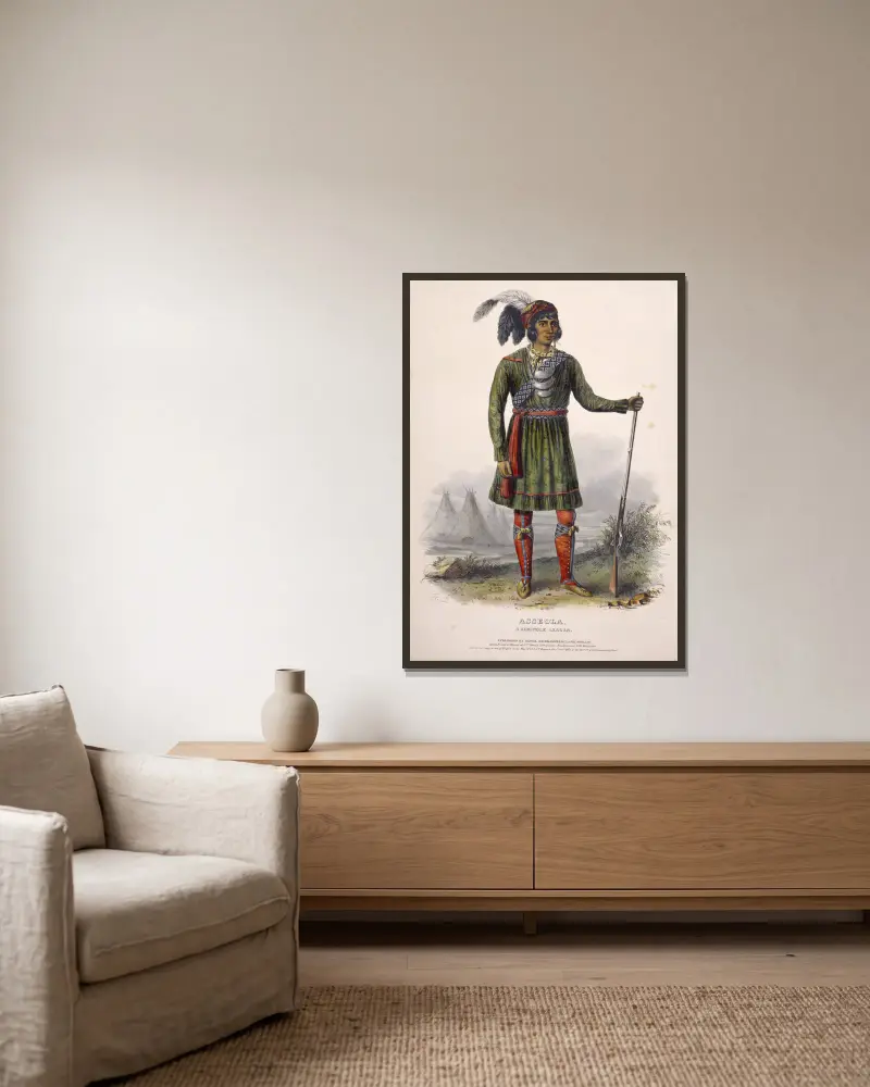 Asseola, A Seminole Leader av Charles Bird King inramad på en vägg