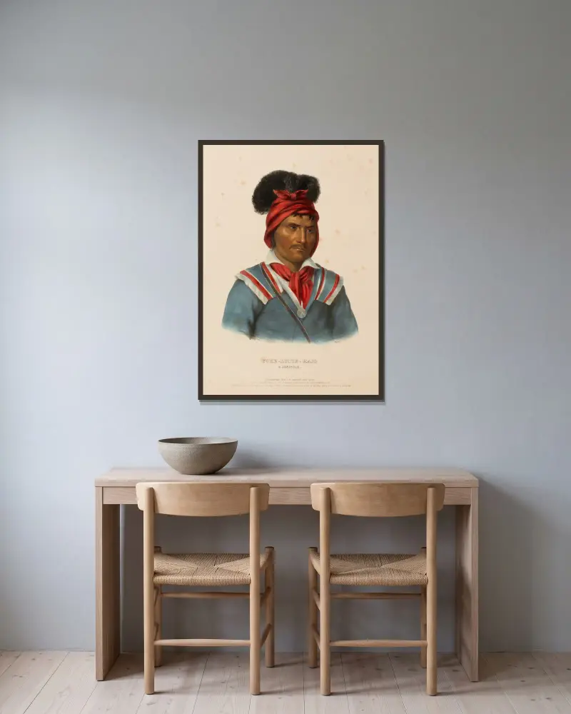 Foke-Luste-Hajo. A Seminole av Charles Bird King inramad på en vägg