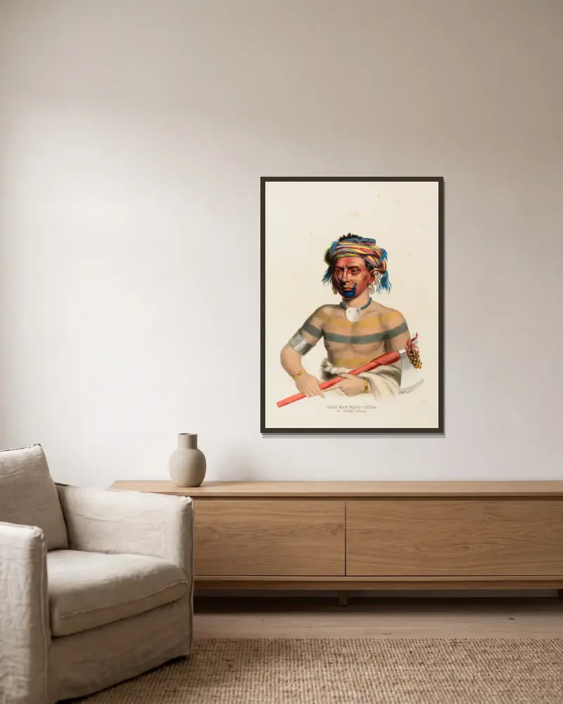 Shau-Hau-Napo-Tinta. Ein Iowa-Häuptling von Charles Bird King gerahmt an einer Wand