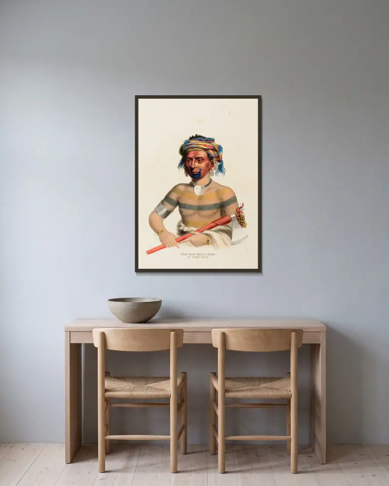 Shau-Hau-Napo-Tinta. Ein Iowa-Häuptling von Charles Bird King gerahmt an einer Wand