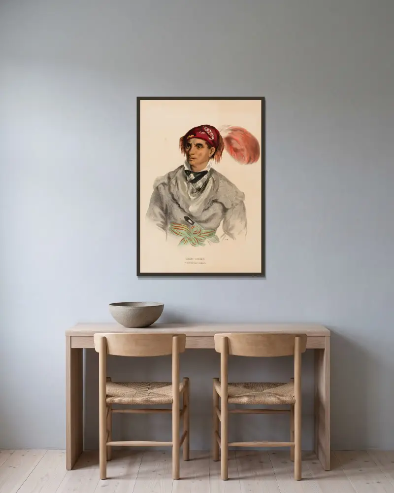 Tah-Chee (Dutch), A Cherokee Chief von Charles Bird King gerahmt an einer Wand