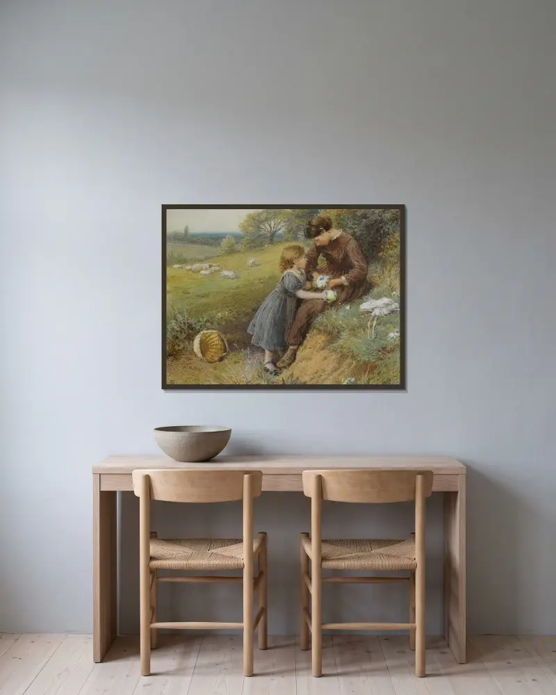 Primroses av Myles Birket Foster inramad på en vägg