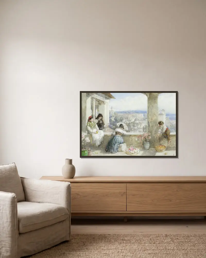 Alhambra i Granada, Spanien av Myles Birket Foster inramad på en vägg