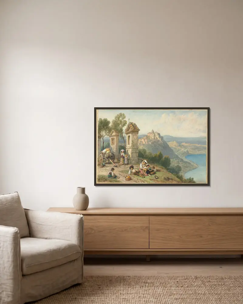 View of Castel Gandolfo av Myles Birket Foster inramad på en vägg